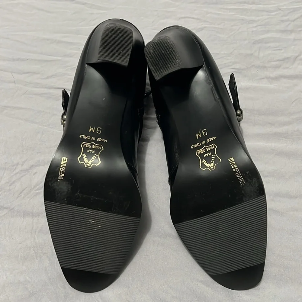 Mainframe Made in Italy Black Leather Ankle Booties with Buckle